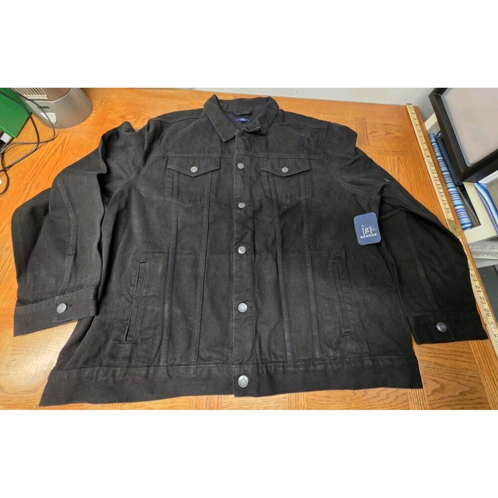 NWT George Black Trucker Denim Jean Jacket Mens Size 3XL